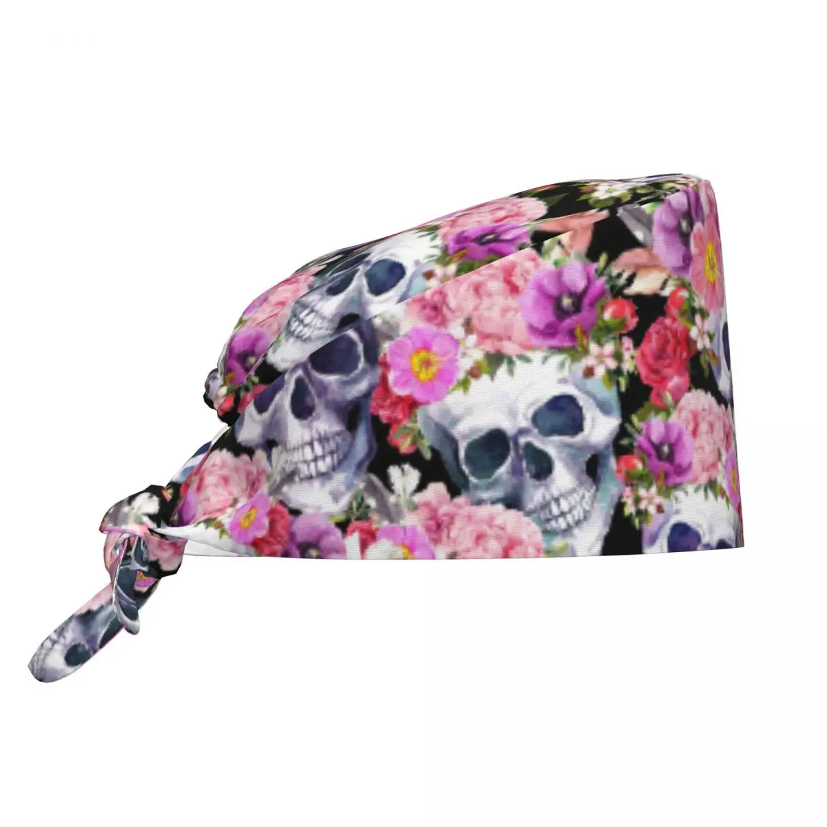 Gorros de calavera de azúcar coloridos, gorro quirúrgico Retro Floral gótico para cirujano de laboratorio, gorros de trabajo de enfermería para el cuidado de mascotas Unisex