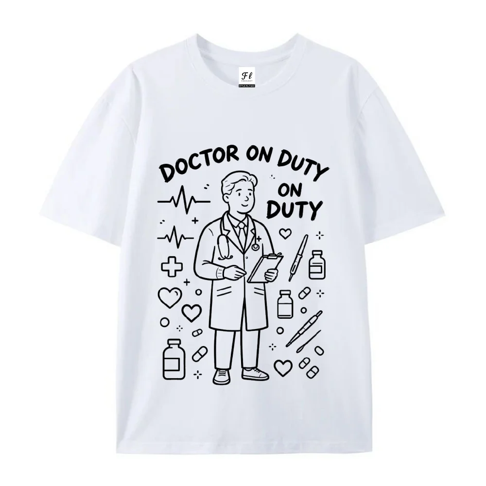 Doctor On Duty Graphic T Shirt Medical Healthcare Worker Print for Men Women Unisex Short Sleeve Casual Vintage Tee
