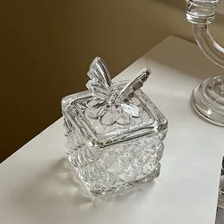 Creative 3D Butterfly Covered Glass Jar, Relief Tableware Sugar Dispenser Seasoning Jar Kitchen Supplies, Home Decor Honey Jar