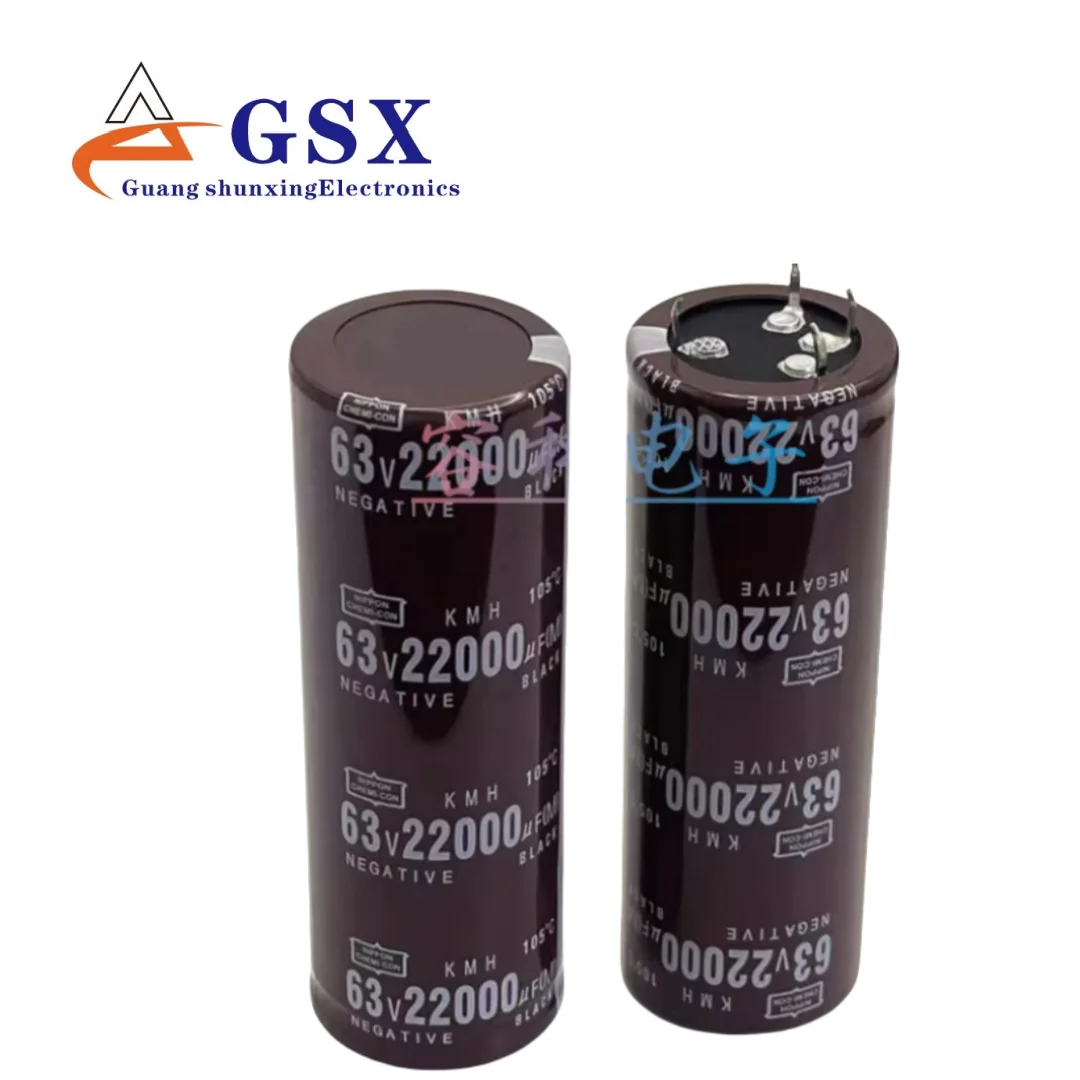 1pcs New Black Diamond 4-pin 63v22000uf electrolytic capacitor 4-pin 22000UF 63V amplifier 35x100