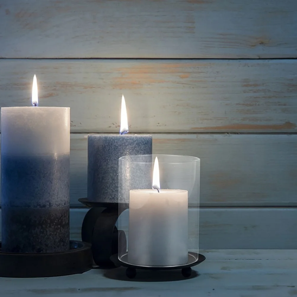 

Clear Glass Hurricane Holder Sleeve 4x4inch Transparent Windproof Cylinder for Home Decor Party Wedding Events