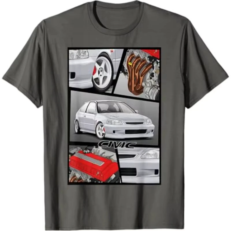 

Honda 2026 New Hot Summer Honda Men's and Women's T-shirt Racing Motorcycle Cultural Civic EK B16 Engine Type R Trend Retro