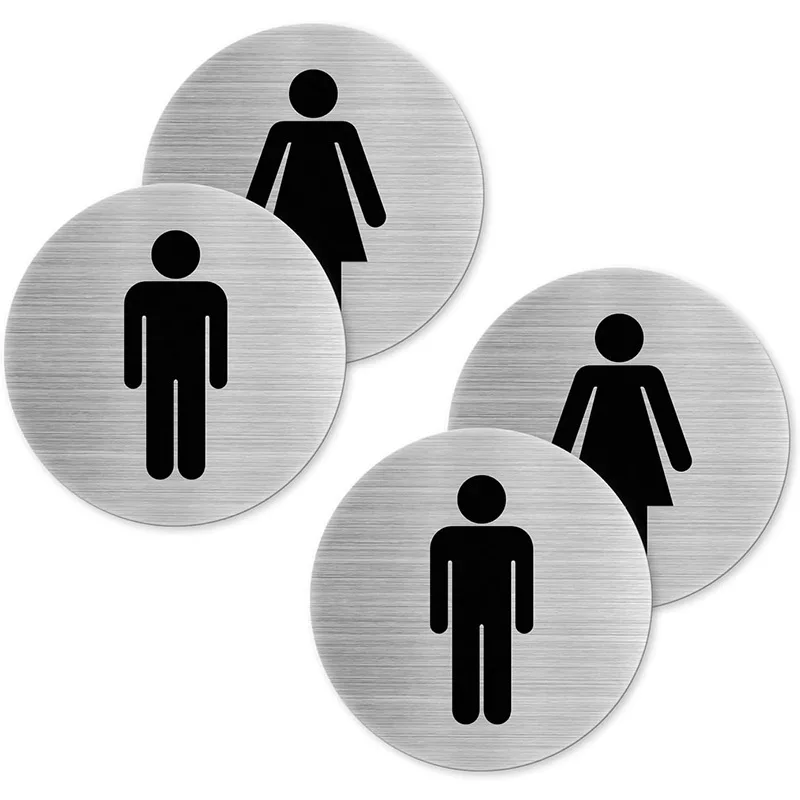 Signalisation de toilettes publiques, panneau en aluminium, panneaux de toilettes pour hommes et femmes, hôtel, centre commercial, restauration, autocollant de porte de toilettes