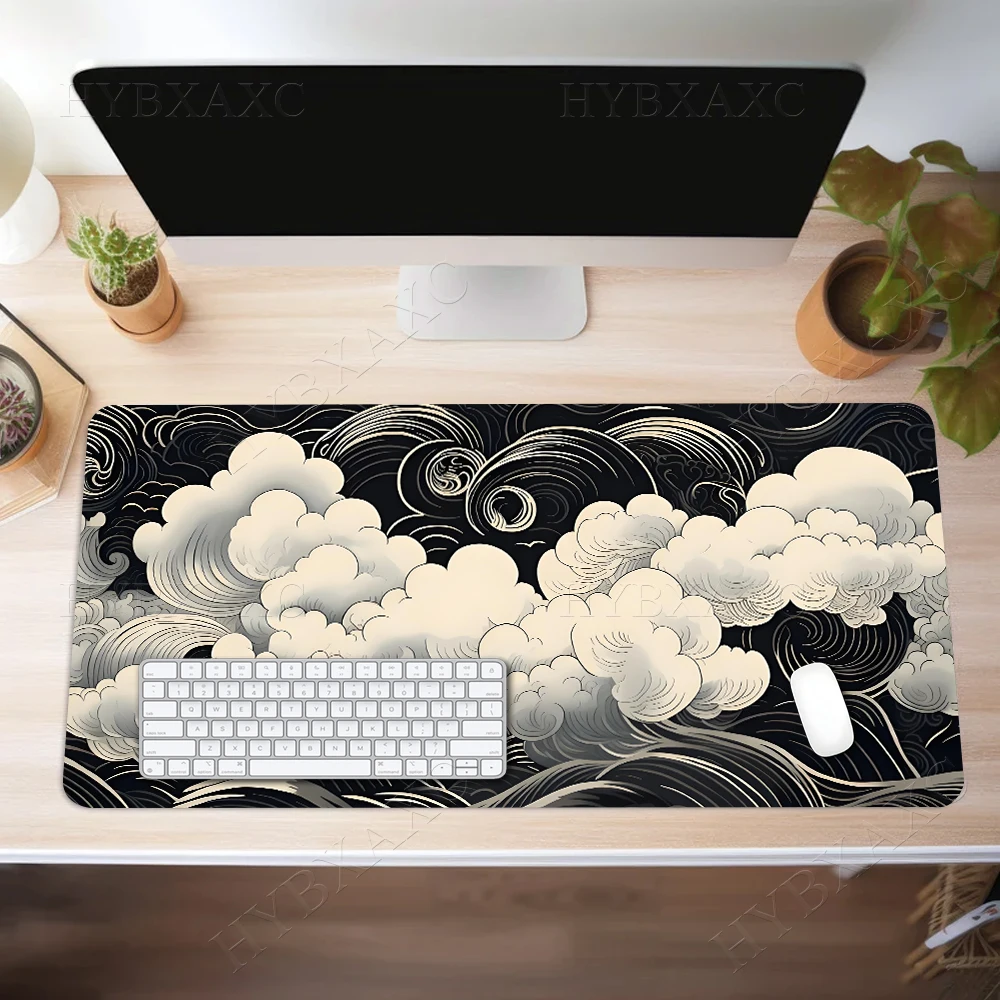 Black and White Clouds Art Mouse Pad Custom Large Extended Gaming Mouse Pad Graphical Design Big XXL White Cloud Office Desk Mat