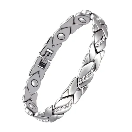 2024 New Fashion Leaves Studded Diamond Magnet Lozenge Alloy Adjustable Bracelet Men Women Graduation Gift