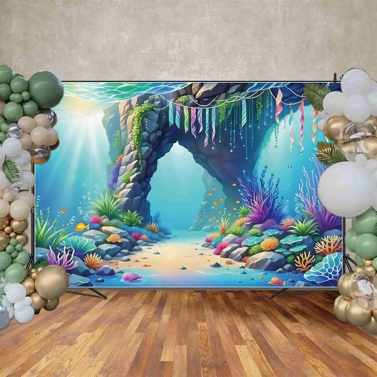 MOON.QG-خلفية التصوير الفوتوغرافي المخصصة تحت البحر ، حفلة عيد ميلاد الطفل ، زخرفة المحيط ، الدعائم اطلاق النار