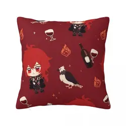 Diluc Genshin Impact Pillowcase Printed Fabric Cushion Cover Decorations Game Pillow Case Cover Seat Dropshipping 40*40cm