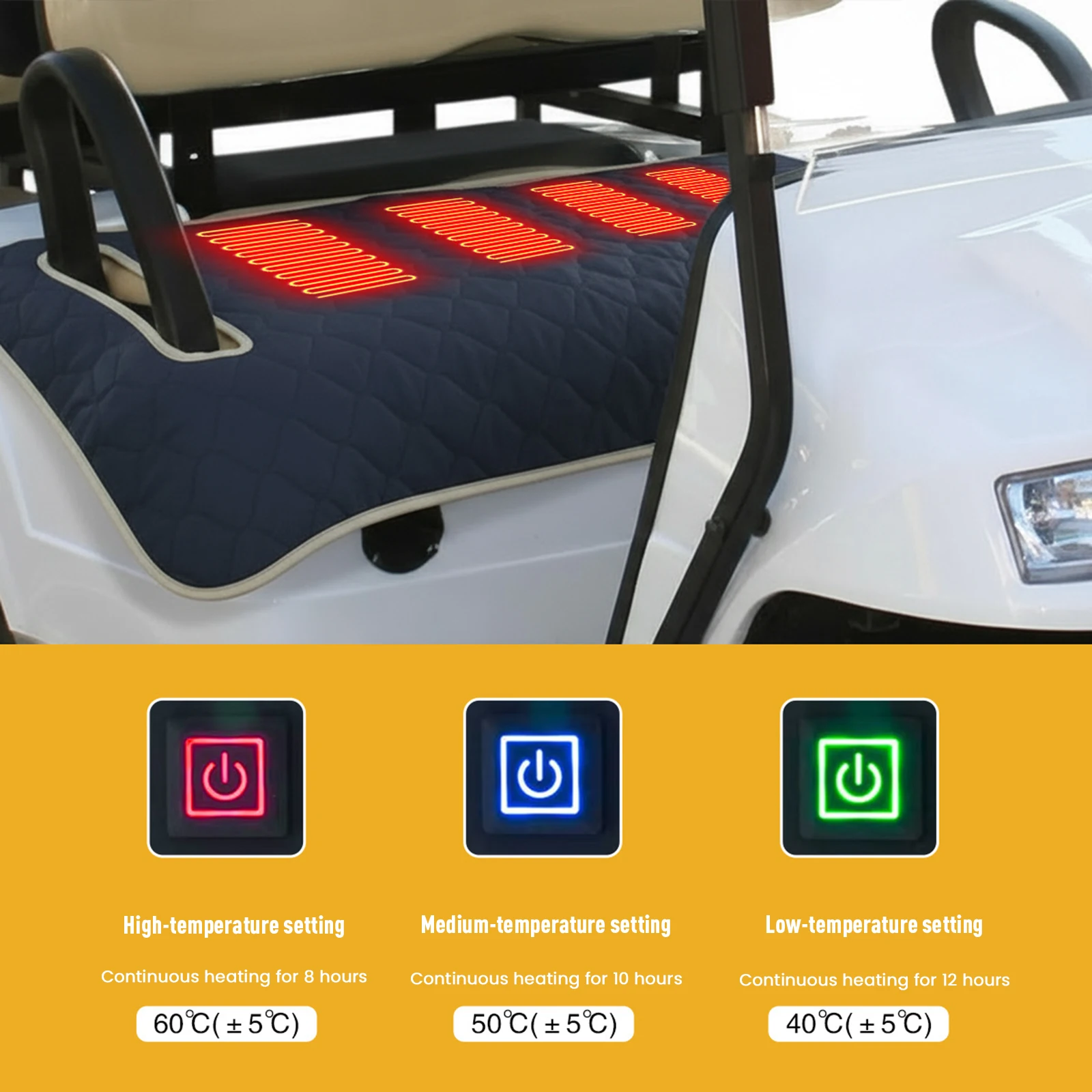 

Golf Cart Seat Blanket Comfortable Heated Seat Cushion Travel Sports Cart Seat Cushion Cover for Most Golf Carts