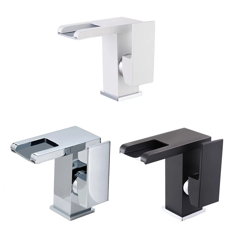 Basin Outlet, Bathroom Single Hot And Cold Water Outlet, Color-Changing Square Washbasin Bathroom Cabinet Outlet Durable