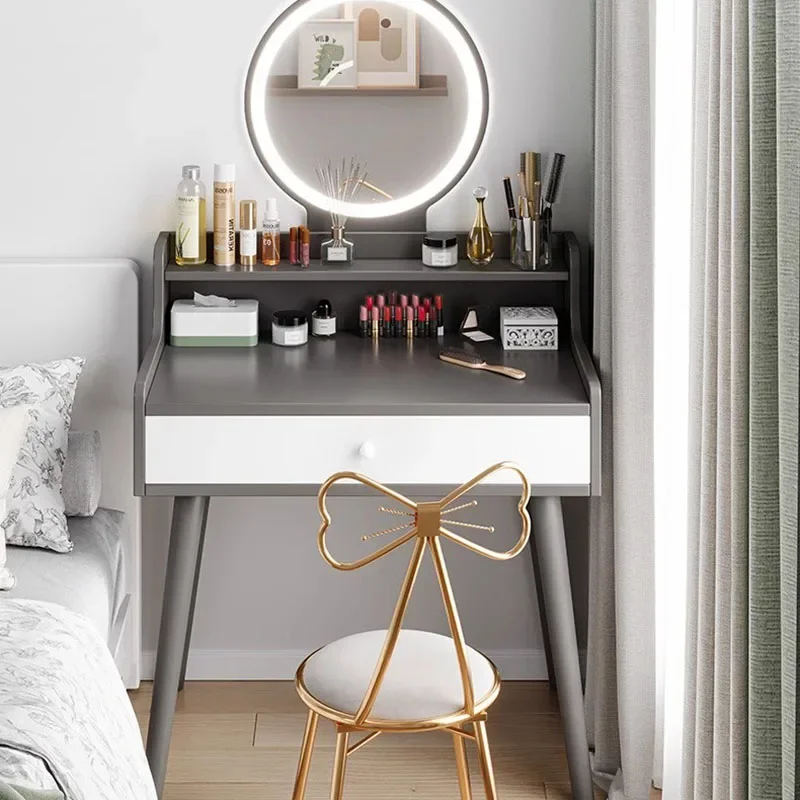 Minimal Drawers Dressing Table Led Handles Desings Modern Hotel Bedroom Makeup Table Mirror Women Mesa De Maquillaje Funiture