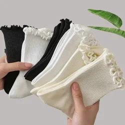 5/10 Pairs Ruffle Cotton Middle Tube Sock Ankle Short Socks Breathable Set Girls Funny Sock Fashion High Quality Women's Socks