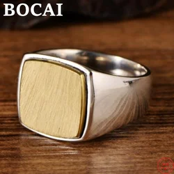 BOCAI S925 Sterling Silver Ring for Men Women Wire Drawing Fashion Hand Ornaments Popular Pure Argentum Jewelry Wholesale