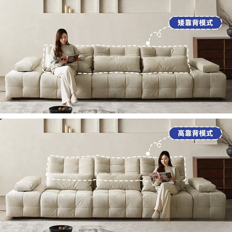 Mid-Century Wabi-sabi Electric Lawrence Fabric Sofa Multifunctional Zero Wall Living Room High Backrest Adjustable Sofa