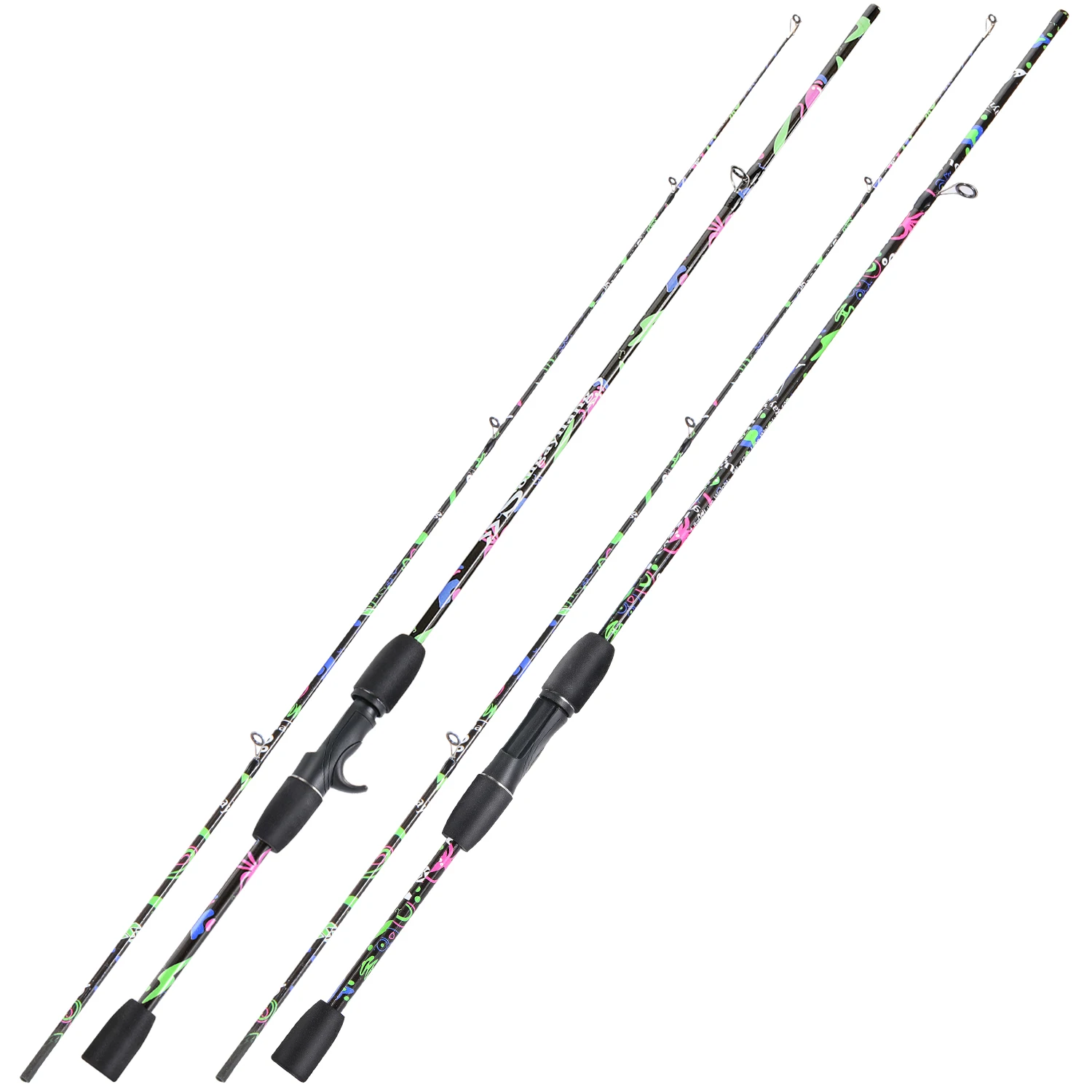 

Sougayilang Spinning Casting Carbon Fishing Rod 1.8m 2Section Carbon Fishing Rod Fishing Tackle Eva Handle Portable Fishing Rod