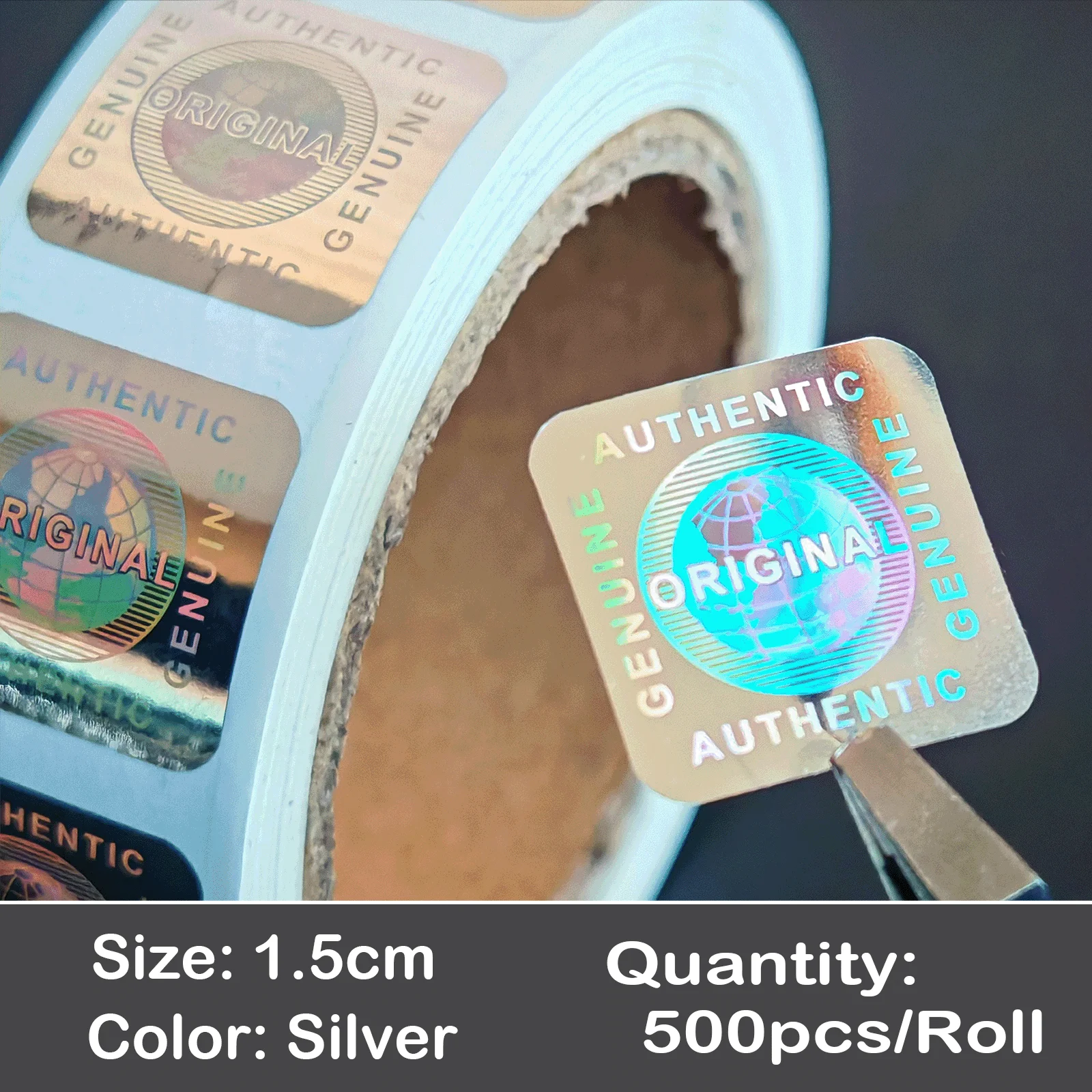 500 Stück Runde 20x20mm Hologramm Original-Aufkleber Manipulationssichere Sicherheitsetiketten Holographische Aufkleber für Garantieversiegelung – Detail 4