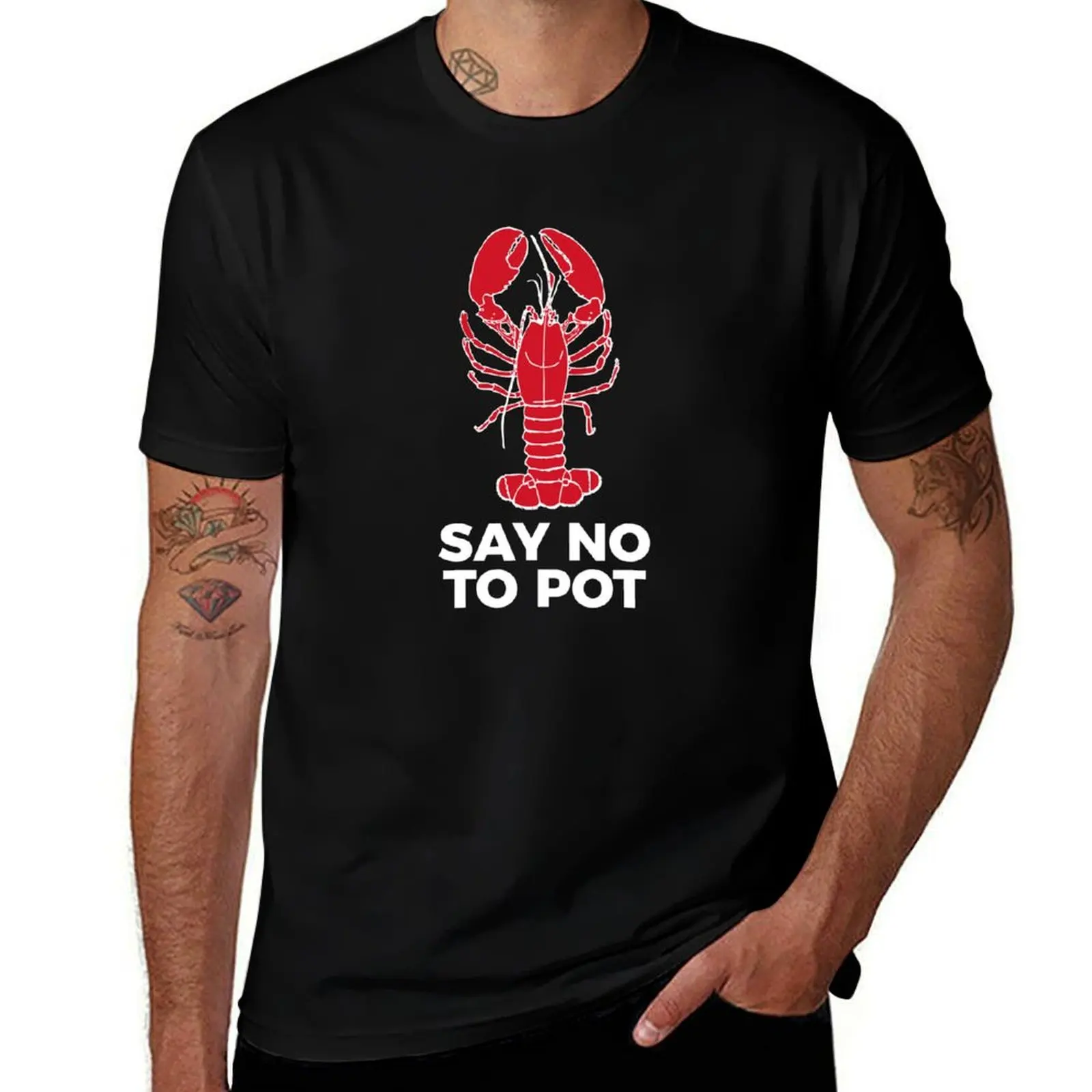 Say No To Pot Funny Lobster Cook Tee Shirt T-Shirt Sport Basic Moisture Wicking Tee T-Shirt