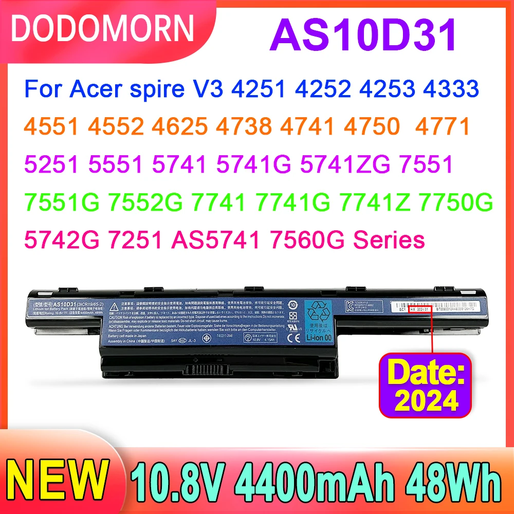 

AS10D31 Battery For Acer Spire V3 4251 4252 4253 4333 4551 4552 4625 4738 4741 4750 4771 5251 5551 5741 5741G 5741ZG 7551 Series