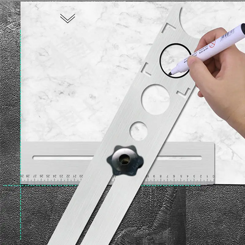 

Регулируемый локатор для плитки, инструмент для вырезания отверстий в керамической плитке ​ Многофункциональный инструмент для разметки и сверления плитки