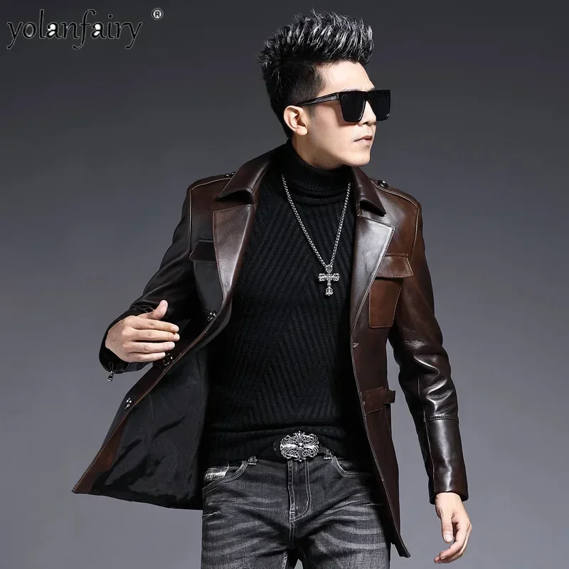 

Genuine Leather Clothing Male Autumn New in Outwears Pure Sheepskin Coat for Men Suit Collar Clothes Trendy Veste Homme FCY5224