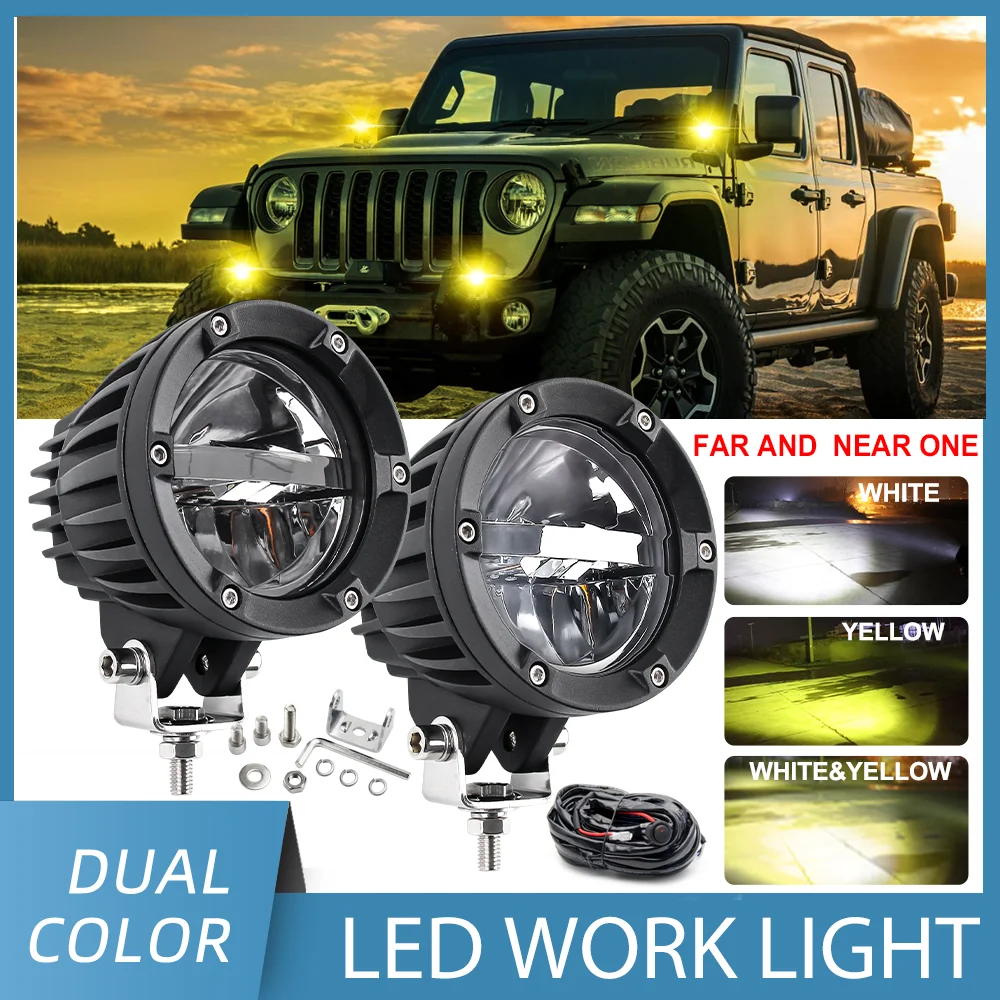 

HAOLIDE 4inch Led Work Light Bar 4x4 Offroad Tractors SUV ATV 4WD 6500K 3000K Super Bright Hi/Lo Beam Driving Auto Led Fog Light