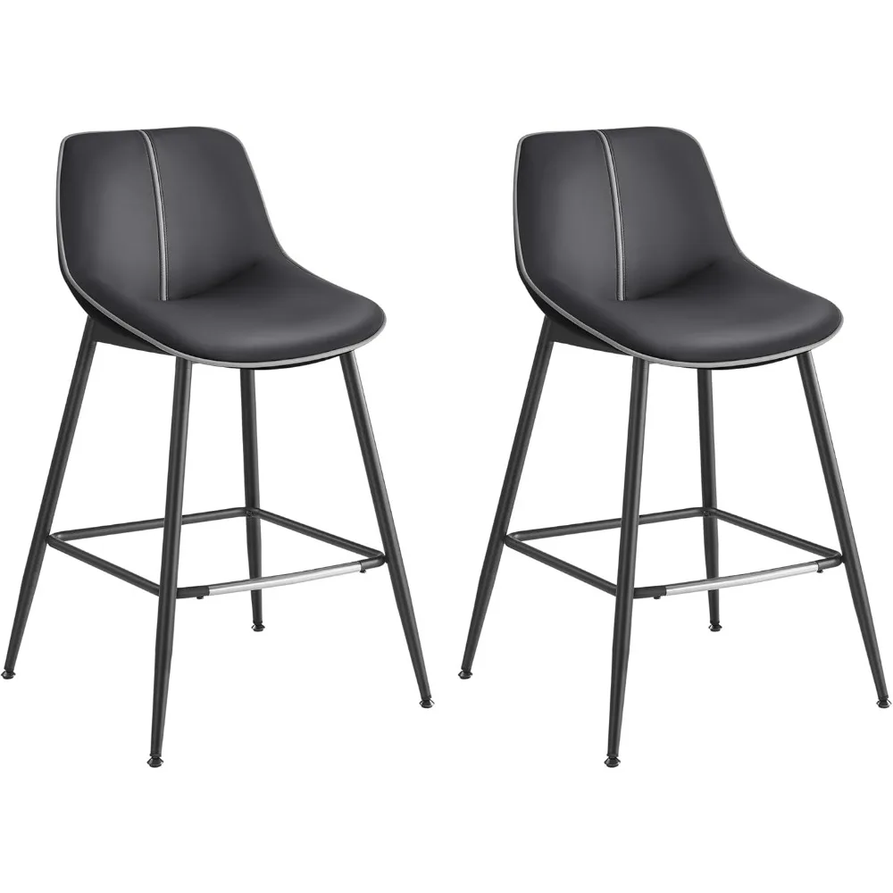 

Bar Stools Set of 2, Counter Height Bar Stools with Back, Ergonomic Backrest, Synthetic Leather, Metal Legs, 24.4-Inch T