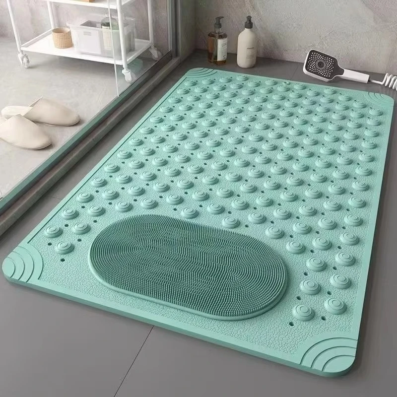 Oversize Square Shower Mat  for Elderly & Kids Smooth Surfaces Machine Washable Dusty Non-Slip Mat