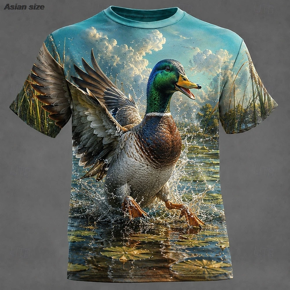 Men's Animal Wolf Tiger Funny Duck T Shirt Short Sleeve 3D Print O-Neck Exaggerated Designer Party Holiday