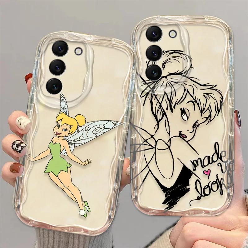 Cartoon Disney Tinker Bell Phone Case For S21 S23 S24 Ultra Plus FE A55 A35 A25 A05S A54 A53 A52 A33 A32 Wave Oil Cover