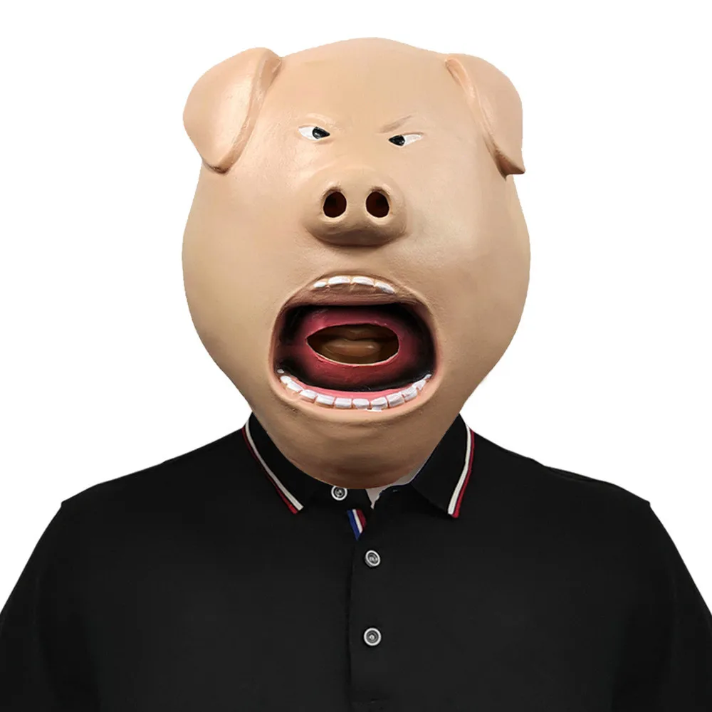 Niedliche Latex-Wut-Schweinekopfmaske für Erwachsene Halloween-Cosplay-Kostüm-Requisiten – Detail 1