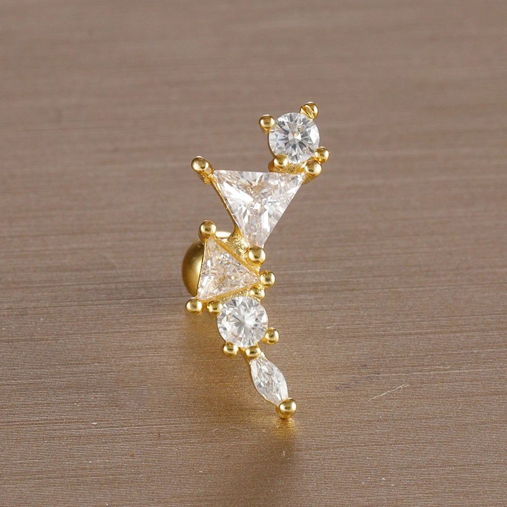 Mini Zircon Cartilage Piercing Stud Earring, 6 Styles