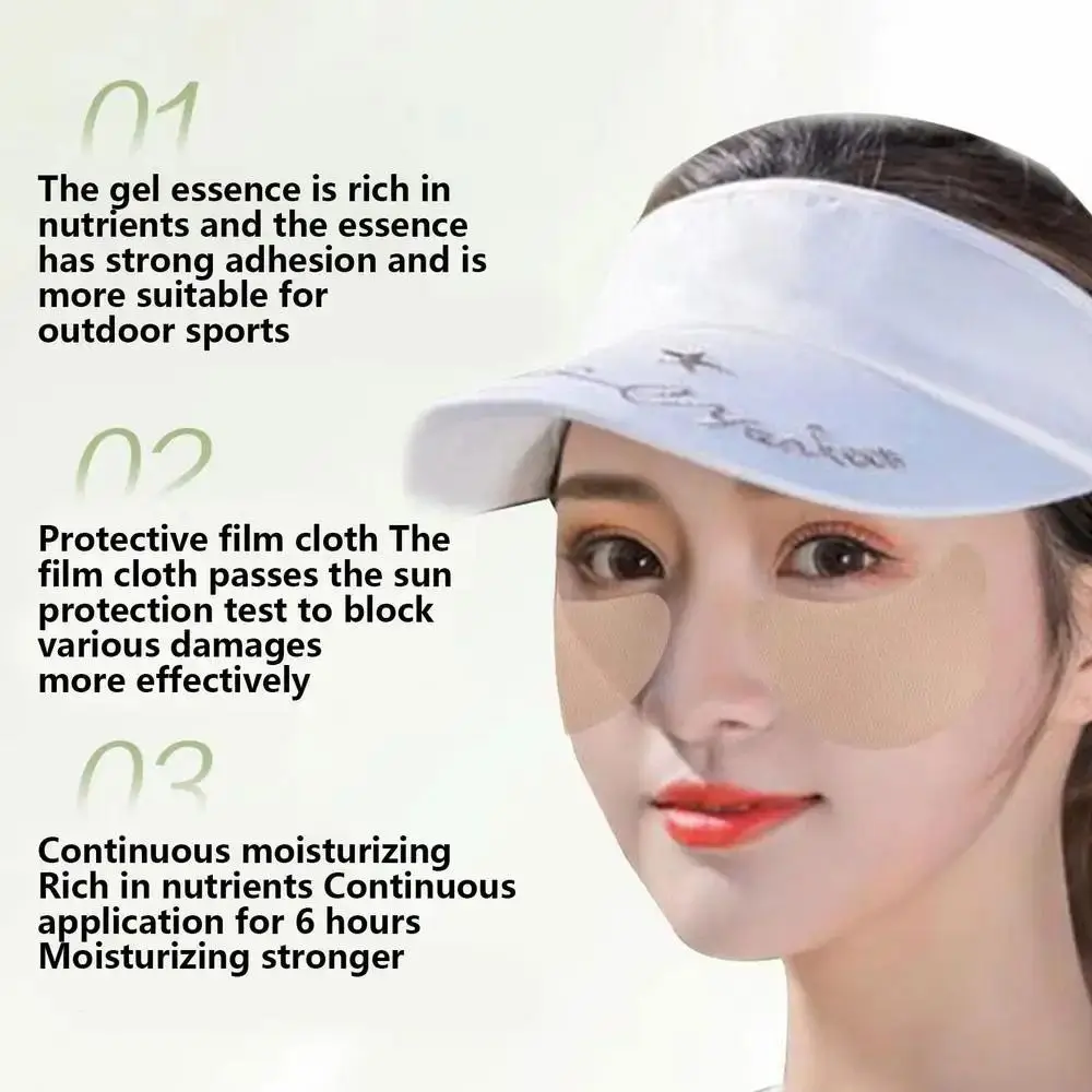 5 paia di protezione solare da golf toppe UV per il viso gel solare toppe solari idratanti adesivi per occhi UV maschera per gli occhi gelatina fresca