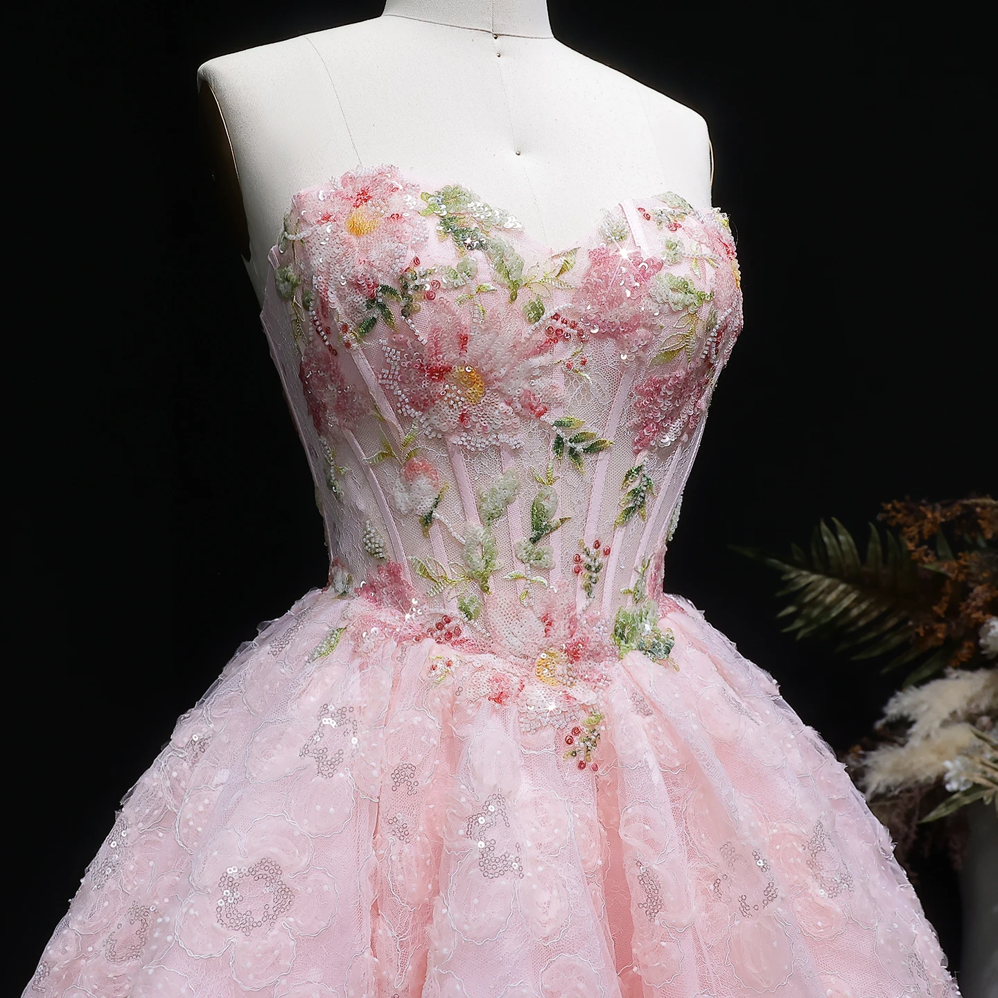 Sharon Said Rosa Sweetheart Homecoming-Kleid mit 3D-Blumenkorsett, Bubble Dubai Sexy Kurzes Cocktail-Abschlussballkleid RM136 Maßanfertigung – Detail 6