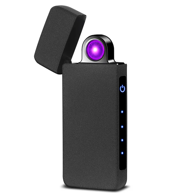 Creative New Gift Rotating Flame USB Charging Lighter Fingerprint Sensing Windproof Arc Lighter Wholesale  Smoking Accessories view 6