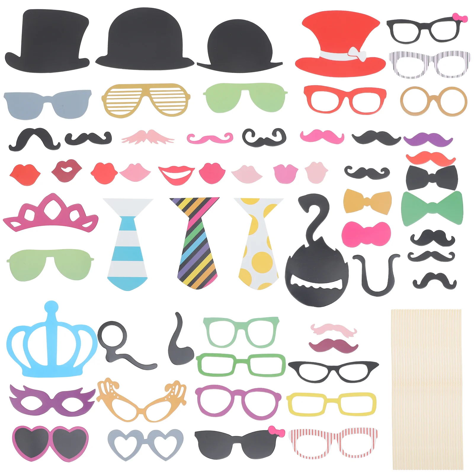 

TINKSKY 60pcs Funny Photo Booth Props Mustache Mask for Wedding / Party / Christmas (Mixed Style)