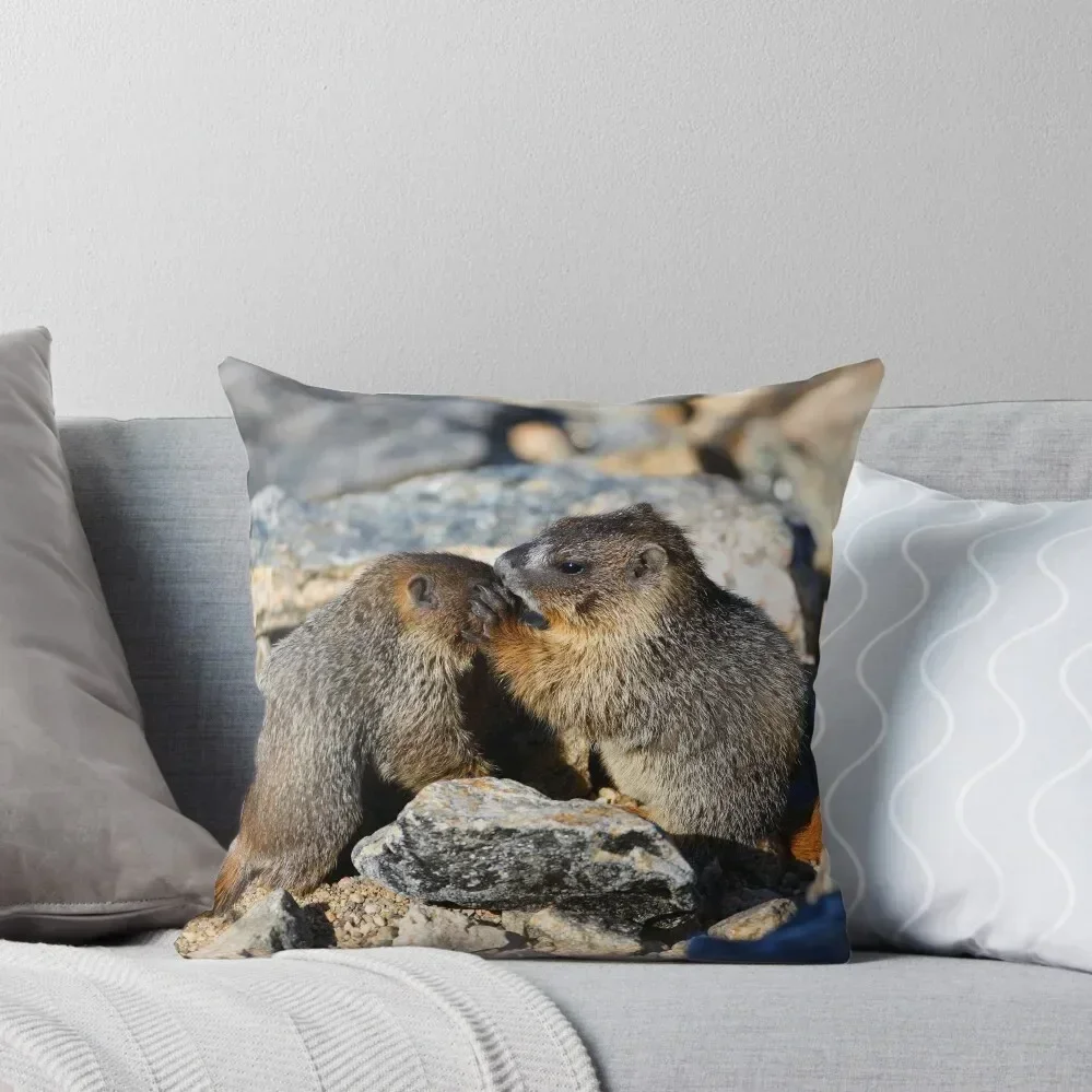 

Marmot Babies Keeping Secrets Throw Pillow christmas pillowcases Christmas Cushion For Home pillow
