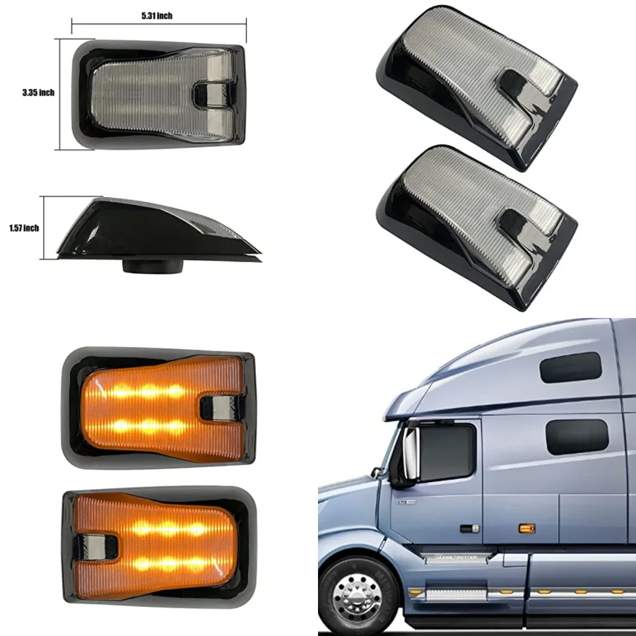 

2PCS LED Side Marker Indicator Lamp, Top Light for 2004-2015 Volvo VNL VN VNM