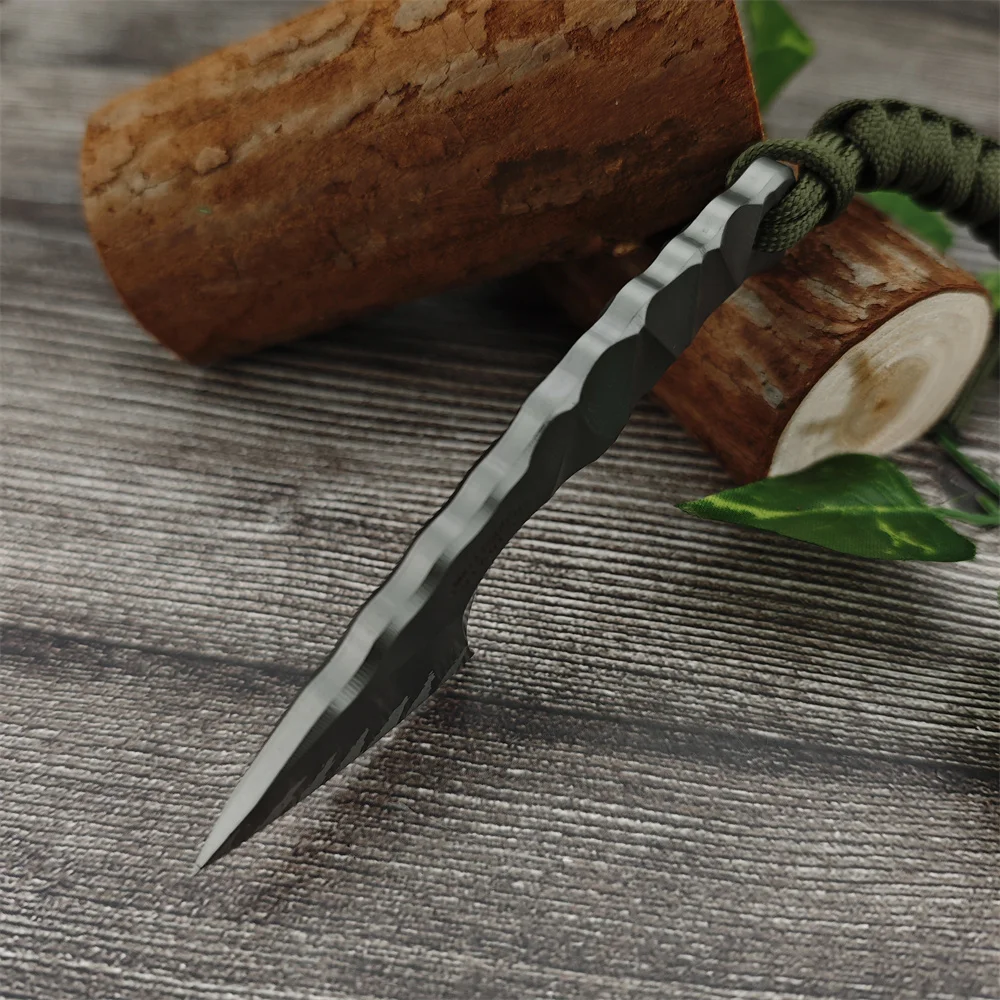 Outdoor Mini Full Tang Z-Wear Steel Fixed Blade Knife Survival Pocket Knives Portable Camping Hand EDC Tool with Cowhide Sheath