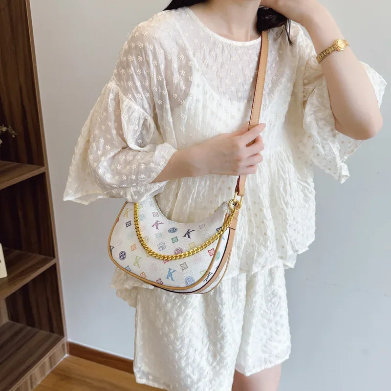 خمر طباعة حقيبة تحت الإبط متعدد الألوان الهلال محفظة للنساء ريترو حقيبة كتف موضة حقيبة كروسبودي شيك يوم إلى ليلة حقيبة ​