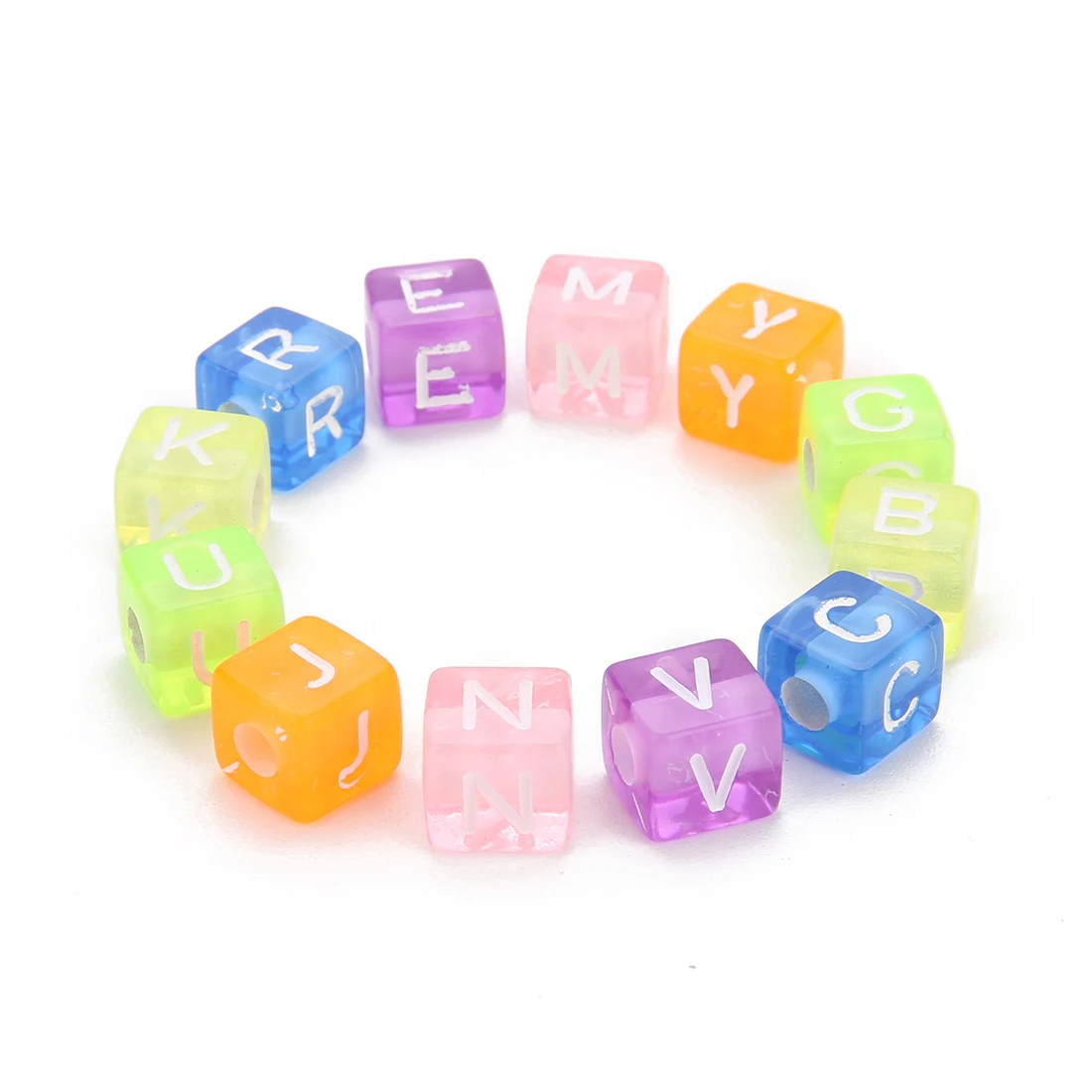 100Pcs 6/7/10mm Acrylic Cross Letter Square Bead For Bracelet Jewelry Handmade DIY Materials Cube Pendant With Big Hole