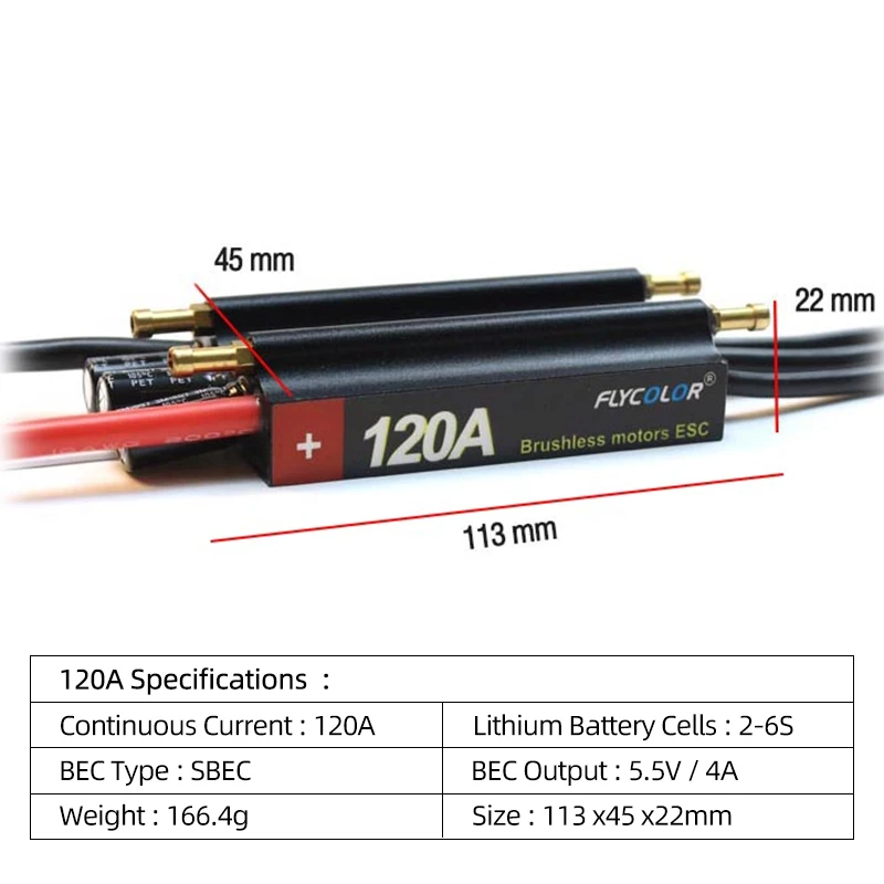 FlyColor 30A 50A 70A 90A 120A RC BOOT ESC Waterdichte 2-6S Lipo Borstelloze Snelheidsregelaar met Programmakaart voor RC Boot Motor