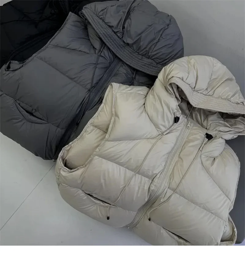ZAROY Herbst-Winter-Damenjacken und -Westen, lässige Weste mit Kapuze, Reißverschlusstasche, warme Weste, Oberbekleidung, ärmellose Baumwolljacke, куртка – Detail 3