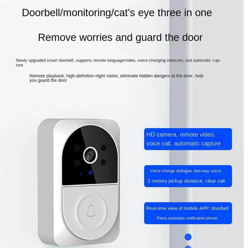 AS95-الذكية اللاسلكية عن بعد جرس باب يتضمن شاشة عرض فيديو مع الرنين المنزل الاتصال الداخلي HD للرؤية الليلية واي فاي الأمن الجرس البلاستيك جرس الباب الذكي