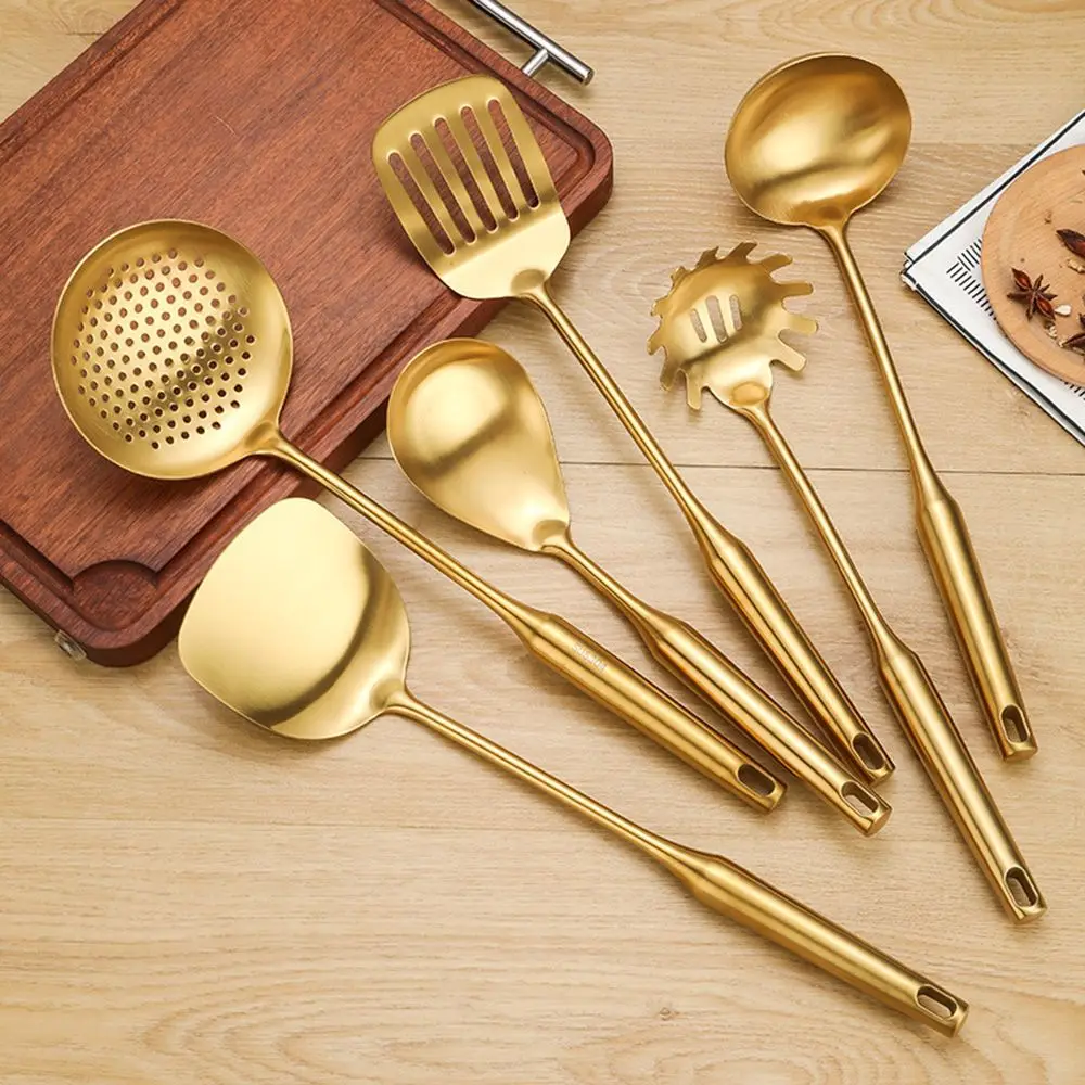 Nonstick Gold Rice Spoon Cooking Tools Tableware Kitchen Utensils Strainer Spoon Soup Ladle Spatula Fried Shovel Turners