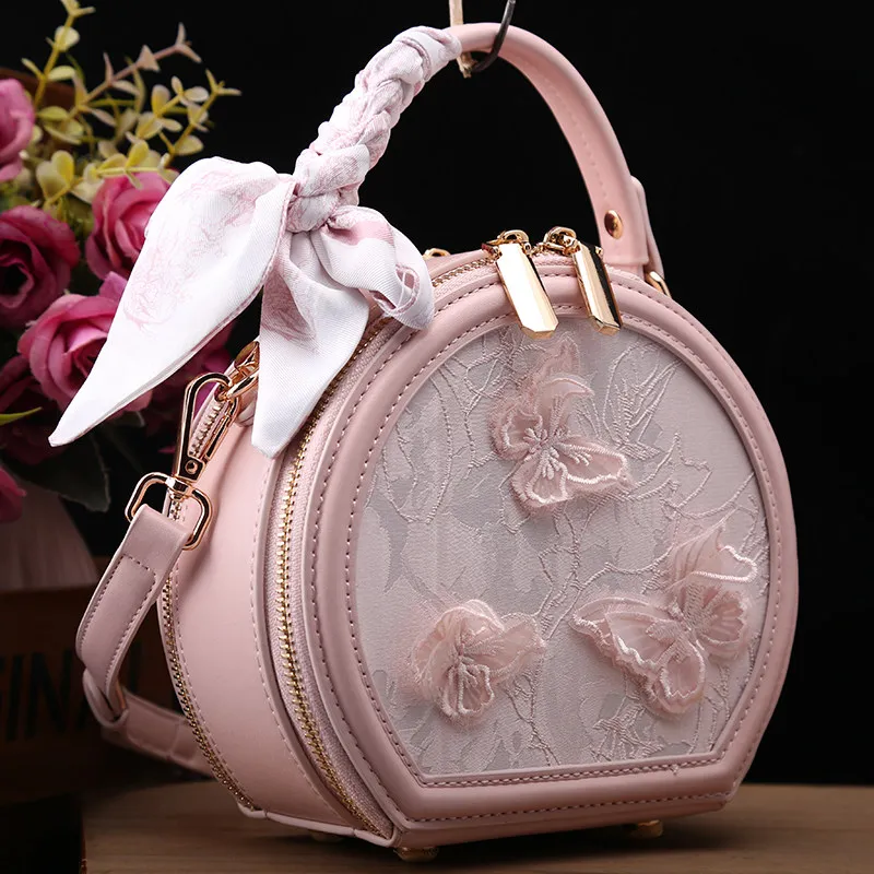 

Роскошная и популярная круглая сумка с изящными платками и уникальной кружевной вышивкой, новая модная женская сумка через плечо 2026 года