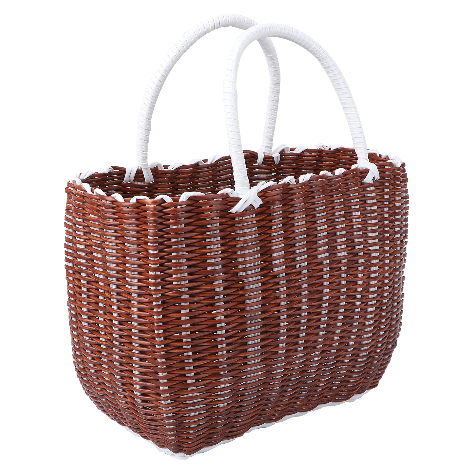 

Plastic Storage Basket Woven Portable Home Organizer Toiletries Shopping Hand Basket Smooth Lightweight Foldable Easy