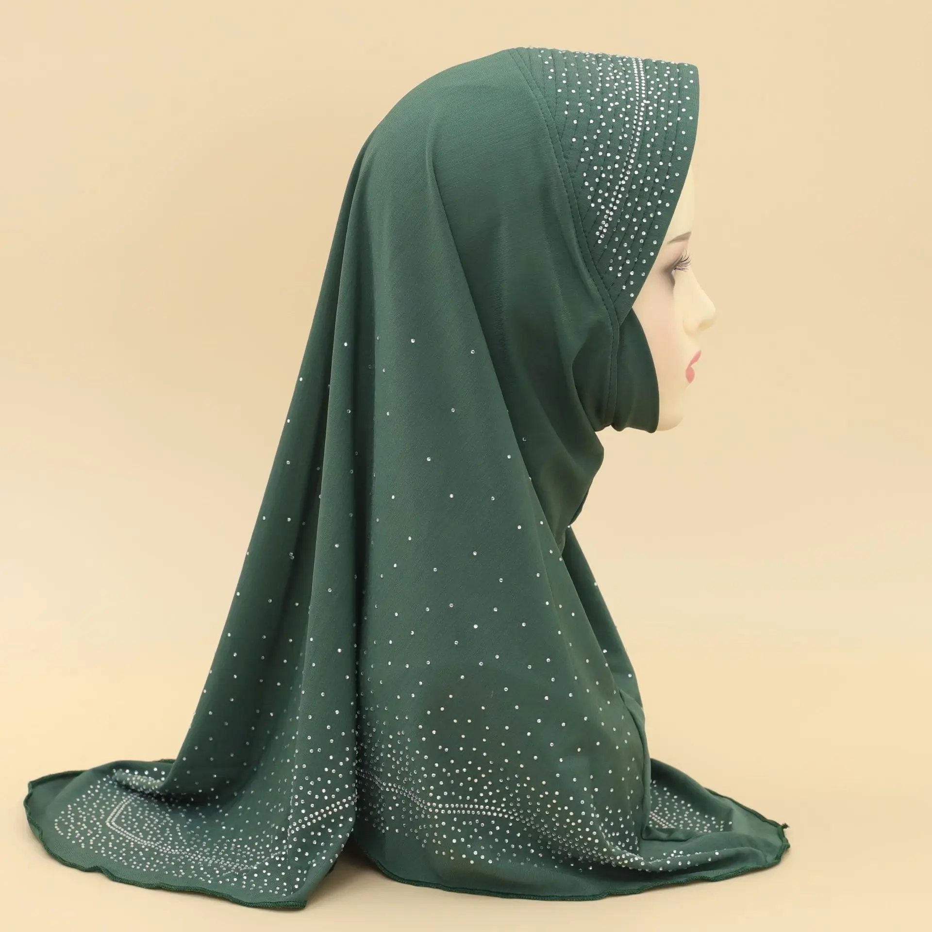 1szt Khimar Muzułmanki Natychmiastowy Hidżab Szalik Amira Overhead Veil Niqab Eid Ramdan Modlitwa Odzież Islamska Headwrap Szale Turban