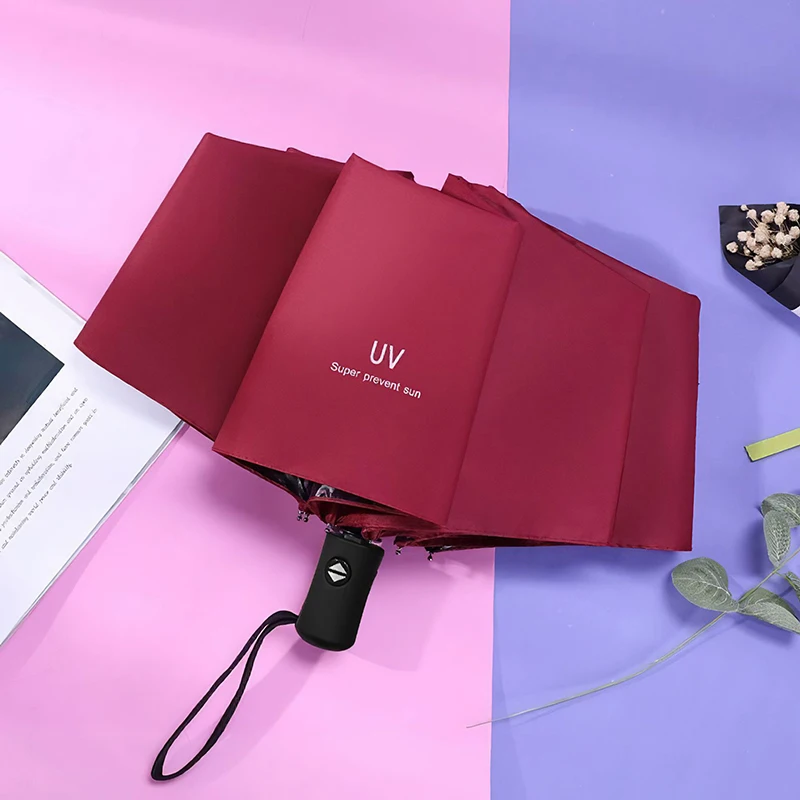 1Pcs Foldable Manual/Automatic Umbrella Waterproof And Windproof Umbrella Anti-uv Umbrella Simple Solid Color Umbrella