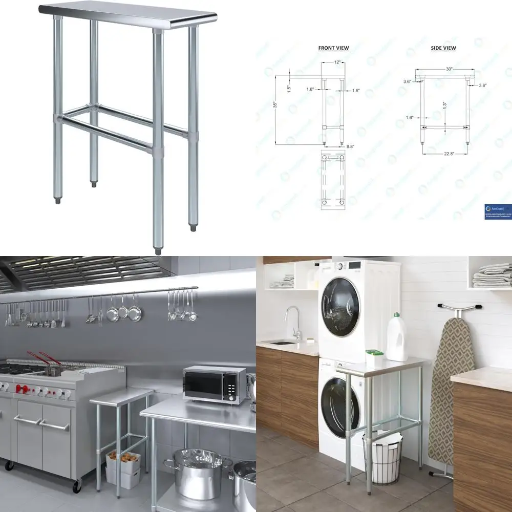 โต๊ะทำงานครัวสแตนเลส ได้รับการรับรองมาตรฐาน NSF สำหรับเตรียมอาหาร ซักผ้า และใช้งานอเนกประสงค์ ขนาด 12x30