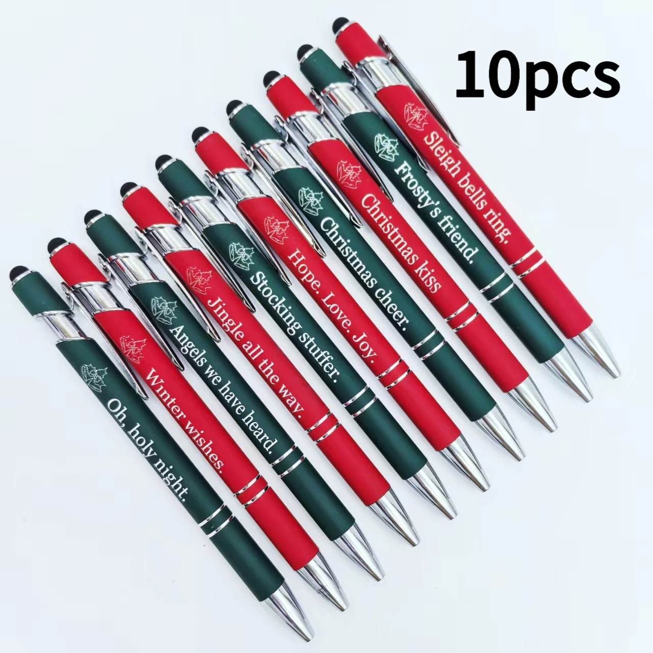 

10 pieces of Christmas metal phrase Ballpoint pens, Merry Christmas metal engraved gift pens, Christmas gift stationery