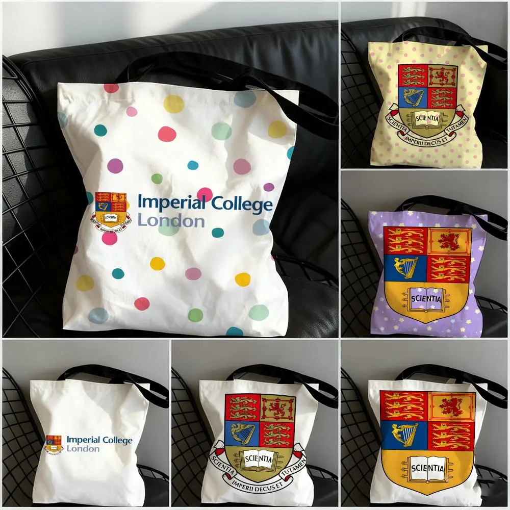 I-Imperial College London Storage Bags Large Capacity Canvas Bag For Female Students To Hold Books Tote Mommy Bag